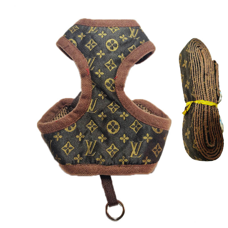 Louis Vuitton padded dog harness  LV dog harness leash,small dog